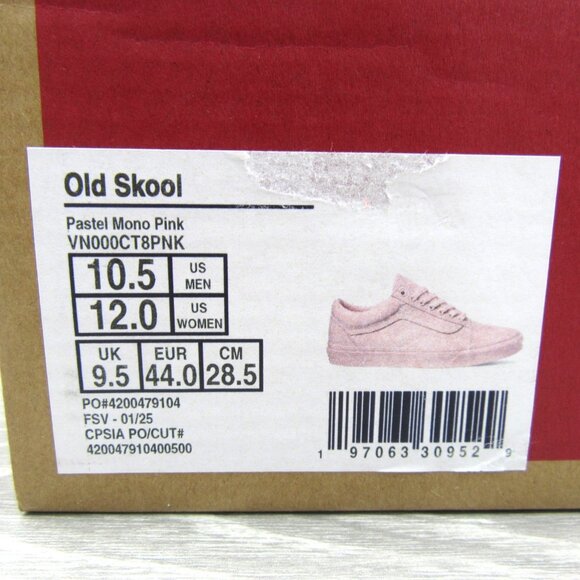 Vans Old Skool Pastel Mono Pink Mens Size 10.5 Sneakers NEW - Picture 13 of 13